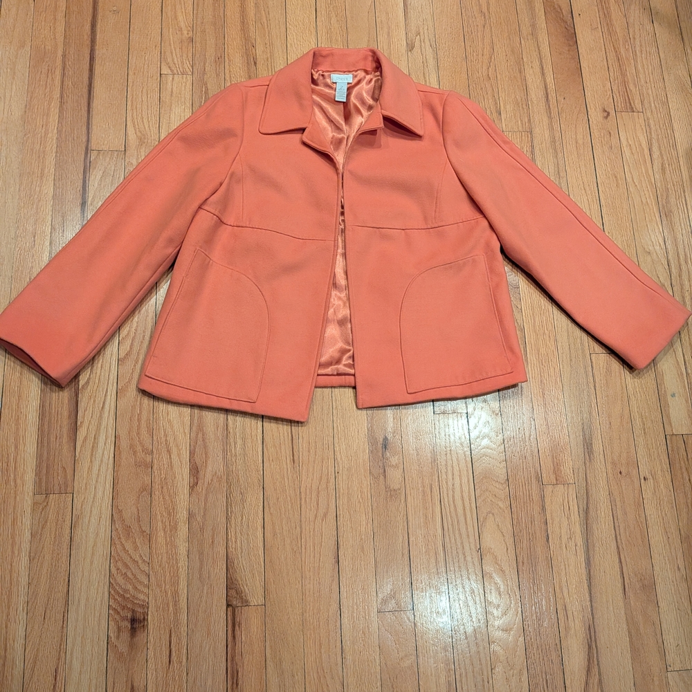 Chico's Orange Coral Artsy Blazer Jacket